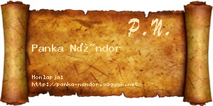 Panka Nándor névjegykártya